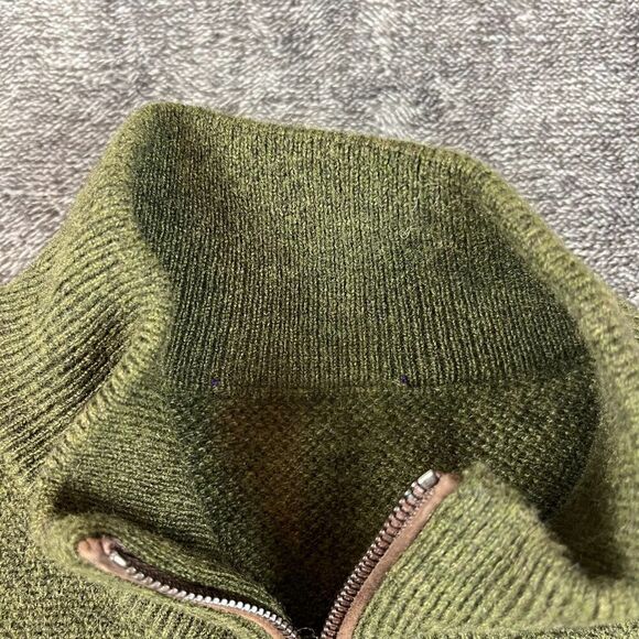 SOLD Ralph Lauren Purple Label Slim-Fit Suede-Trimmed Cashmere 1/2 Zip Sweater L - Picture 5 of 12